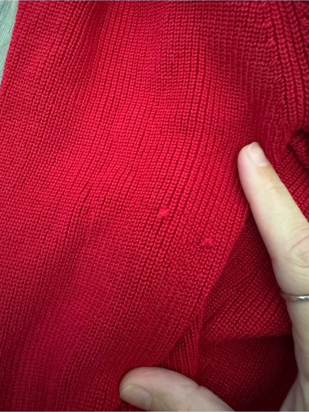 Spense Red Open-Front Ribbed Trim Cardigan - Picture 3 of 3